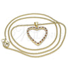 Oro Laminado Pendant Necklace, Gold Filled Style Heart Design, with Garnet and White Micro Pave, Polished, Golden Finish, 04.156.0380.1.20 (02 MM Thickness, 20 Inches Length)
