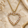 Oro Laminado Pendant Necklace, Gold Filled Style Heart Design, with Garnet and White Micro Pave, Polished, Golden Finish, 04.156.0380.1.20 (02 MM Thickness, 20 Inches Length)