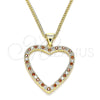 Oro Laminado Pendant Necklace, Gold Filled Style Heart Design, with Garnet and White Micro Pave, Polished, Golden Finish, 04.156.0380.1.20 (02 MM Thickness, 20 Inches Length)