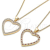 Oro Laminado Pendant Necklace, Gold Filled Style Heart Design, with Garnet and White Micro Pave, Polished, Golden Finish, 04.156.0380.1.20 (02 MM Thickness, 20 Inches Length)