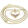 Oro Laminado Pendant Necklace, Gold Filled Style Heart Design, with Garnet and White Micro Pave, Polished, Golden Finish, 04.156.0381.1.20 (02 MM Thickness, 20 Inches Length)