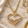 Oro Laminado Pendant Necklace, Gold Filled Style Heart Design, with Garnet and White Micro Pave, Polished, Golden Finish, 04.156.0381.1.20 (02 MM Thickness, 20 Inches Length)