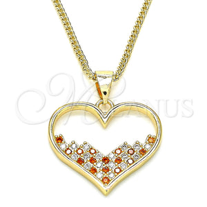 Gold Filled Necklace — Pendant Necklace Heart Design with Garnet and White — main product view — SKU 140157 | Oro Laminado collar — Pendant Necklace corazón diseño with Garnet and blanco — SKU 140157