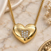 Oro Laminado Pendant Necklace, Gold Filled Style Heart Design, with White Micro Pave, Polished, Golden Finish, 04.156.0382.20 (02 MM Thickness, 20 Inches Length)