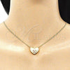 Oro Laminado Pendant Necklace, Gold Filled Style Heart Design, with Garnet and White Micro Pave, Polished, Golden Finish, 04.156.0382.1.20 (02 MM Thickness, 20 Inches Length)