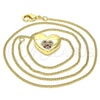 Oro Laminado Pendant Necklace, Gold Filled Style Heart Design, with Garnet and White Micro Pave, Polished, Golden Finish, 04.156.0382.1.20 (02 MM Thickness, 20 Inches Length)