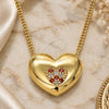 Oro Laminado Pendant Necklace, Gold Filled Style Heart Design, with Garnet and White Micro Pave, Polished, Golden Finish, 04.156.0382.1.20 (02 MM Thickness, 20 Inches Length)