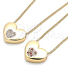 Oro Laminado Pendant Necklace, Gold Filled Style Heart Design, with Garnet and White Micro Pave, Polished, Golden Finish, 04.156.0382.1.20 (02 MM Thickness, 20 Inches Length)