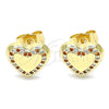 Gold Filled Ring — Stud Earring Heart Design with Garnet and White — alternate product view — SKU 140169 | Oro Laminado anillo — Stud Earring corazón diseño with Garnet and blanco — SKU 140169