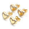 Gold Filled Ring — Stud Earring Heart Design with Garnet and White — alternate product view — SKU 140169 | Oro Laminado anillo — Stud Earring corazón diseño with Garnet and blanco — SKU 140169