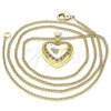 Oro Laminado Pendant Necklace, Gold Filled Style Heart Design, with Garnet and White Micro Pave, Polished, Golden Finish, 04.156.0383.1.20 (02 MM Thickness, 20 Inches Length)