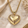 Oro Laminado Pendant Necklace, Gold Filled Style Heart Design, with Garnet and White Micro Pave, Polished, Golden Finish, 04.156.0383.1.20 (02 MM Thickness, 20 Inches Length)