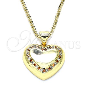 Gold Filled Necklace — Pendant Necklace Heart Design with Garnet and White — main product view — SKU 140171 | Oro Laminado collar — Pendant Necklace corazón diseño with Garnet and blanco — SKU 140171