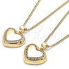 Oro Laminado Pendant Necklace, Gold Filled Style Heart Design, with Garnet and White Micro Pave, Polished, Golden Finish, 04.156.0383.1.20 (02 MM Thickness, 20 Inches Length)