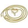 Oro Laminado Pendant Necklace, Gold Filled Style Heart Design, with White Cubic Zirconia, Polished, Golden Finish, 04.156.0384.20
