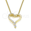 Oro Laminado Pendant Necklace, Gold Filled Style Heart Design, with White Cubic Zirconia, Polished, Golden Finish, 04.156.0384.20 (02 MM Thickness, 20 Inches Length)