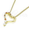 Oro Laminado Pendant Necklace, Gold Filled Style Heart Design, with Garnet and White Cubic Zirconia, Polished, Golden Finish, 04.156.0384.1.20 (02 MM Thickness, 20 Inches Length)