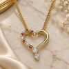 Oro Laminado Pendant Necklace, Gold Filled Style Heart Design, with Garnet and White Cubic Zirconia, Polished, Golden Finish, 04.156.0384.1.20 (02 MM Thickness, 20 Inches Length)