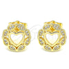 Gold Filled Ring — Stud Earring Heart Design with White Micro Pave — alternate product view — SKU 140180 | Oro Laminado anillo — Stud Earring corazón diseño with blanco Micro Pave — SKU 140180
