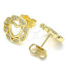Gold Filled Ring — Stud Earring Heart Design with White Micro Pave — alternate product view — SKU 140180 | Oro Laminado anillo — Stud Earring corazón diseño with blanco Micro Pave — SKU 140180