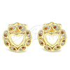Gold Filled Ring — Stud Earring Heart Design with Garnet and White — alternate product view — SKU 140181 | Oro Laminado anillo — Stud Earring corazón diseño with Garnet and blanco — SKU 140181
