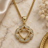 Oro Laminado Pendant Necklace, Gold Filled Style Heart Design, with White Micro Pave, Polished, Golden Finish, 04.156.0385.20 (02 MM Thickness, 20 Inches Length)