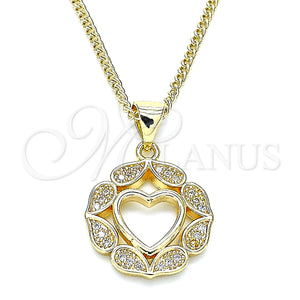 Gold Filled Necklace — Pendant Necklace Heart Design with White Micro Pave — main product view — SKU 140182 | Oro Laminado collar — Pendant Necklace corazón diseño with blanco Micro Pave — SKU 140182