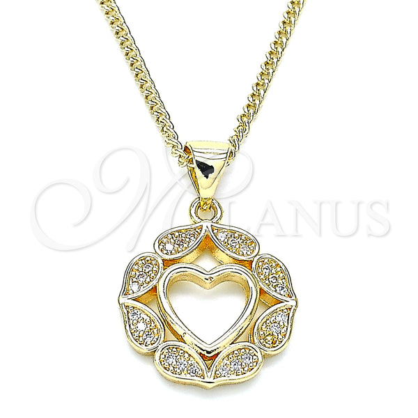 Gold Filled Necklace — Pendant Necklace Heart Design with White Micro Pave — main product view — SKU 140182 | Oro Laminado collar — Pendant Necklace corazón diseño with blanco Micro Pave — SKU 140182