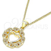 Oro Laminado Pendant Necklace, Gold Filled Style Heart Design, with Garnet and White Micro Pave, Polished, Golden Finish, 04.156.0385.1.20 (02 MM Thickness, 20 Inches Length)