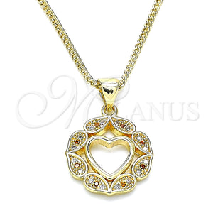 Gold Filled Necklace — Pendant Necklace Heart Design with Garnet and White — main product view — SKU 140183 | Oro Laminado collar — Pendant Necklace corazón diseño with Garnet and blanco — SKU 140183