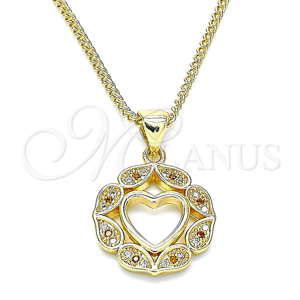 Gold Filled Necklace — Pendant Necklace Heart Design with Garnet and White — main product view — SKU 140183 | Oro Laminado collar — Pendant Necklace corazón diseño with Garnet and blanco — SKU 140183