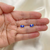 Oro Laminado Stud Earring, Gold Filled Style Evil Eye and Elephant Design, Blue Enamel Finish, Golden Finish, 02.381.0002