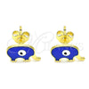 Gold Filled Ring — Stud Earring Evil Eye and Elephant Design Blue — alternate product view — SKU 140186 | Oro Laminado anillo — Stud Earring Evil Eye and Elephant diseño Blue — SKU 140186