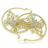 Oro Laminado Large Hoop, Gold Filled Style Butterfly Design, with White Crystal, Diamond Cutting Finish, Golden Finish, 02.380.0045.50
