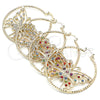 Oro Laminado Large Hoop, Gold Filled Style Butterfly Design, with Multicolor Crystal, Diamond Cutting Finish, Golden Finish, 02.380.0045.1.50