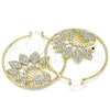 Oro Laminado Large Hoop, Gold Filled Style Peacock Design, with White and Black Crystal, Diamond Cutting Finish, Golden Finish, 02.380.0046.1.50