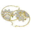 Oro Laminado Large Hoop, Gold Filled Style Peacock Design, with White and Black Crystal, Diamond Cutting Finish, Golden Finish, 02.380.0046.1.50