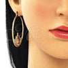 Oro Laminado Large Hoop, Gold Filled Style Turtle and Heart Design, with White and Black Crystal, Multicolor Enamel Finish, Golden Finish, 02.380.0048.50