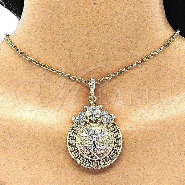 Gold Filled Pendant — Religious Pendant Centenario Coin and Angel Design with — alternate product view — SKU 140199 | Oro Laminado dije — Religious Pendant Centenario Coin and Angel diseño with — SKU 140199
