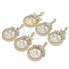 Oro Laminado Religious Pendant, Gold Filled Style Centenario Coin and Angel Design, with White and Black Crystal, Polished, Tricolor, 05.380.0017