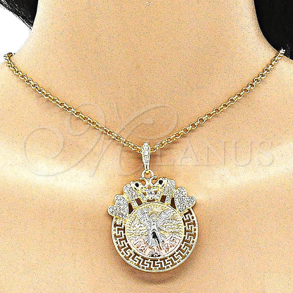 Gold Filled Pendant — Religious Pendant Centenario Coin and Angel Design with — alternate product view — SKU 140200 | Oro Laminado dije — Religious Pendant Centenario Coin and Angel diseño with — SKU 140200