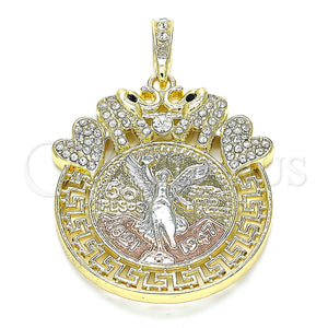 Gold Filled Pendant — Religious Pendant Centenario Coin and Angel Design with — main product view — SKU 140200 | Oro Laminado dije — Religious Pendant Centenario Coin and Angel diseño with — SKU 140200