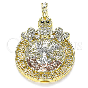 Gold Filled Pendant — Religious Pendant Centenario Coin and Angel Design with — main product view — SKU 140201 | Oro Laminado dije — Religious Pendant Centenario Coin and Angel diseño with — SKU 140201