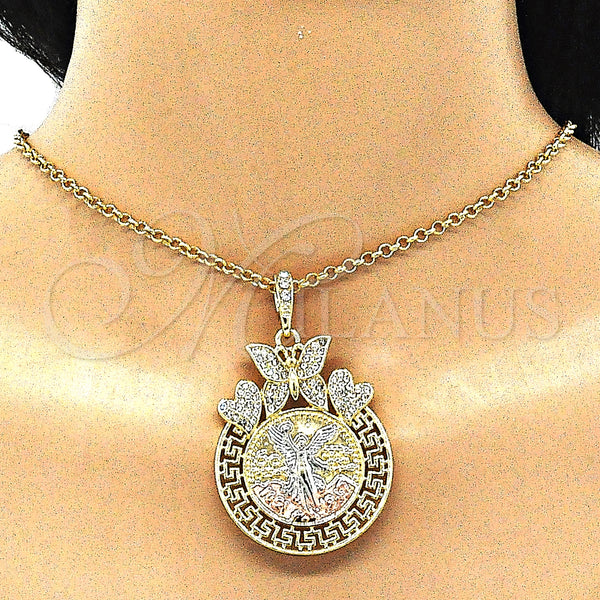 Gold Filled Pendant — Religious Pendant Centenario Coin and Angel Design with — alternate product view — SKU 140202 | Oro Laminado dije — Religious Pendant Centenario Coin and Angel diseño with — SKU 140202