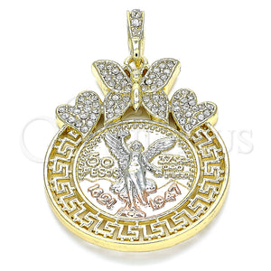 Gold Filled Pendant — Religious Pendant Centenario Coin and Angel Design with — main product view — SKU 140202 | Oro Laminado dije — Religious Pendant Centenario Coin and Angel diseño with — SKU 140202