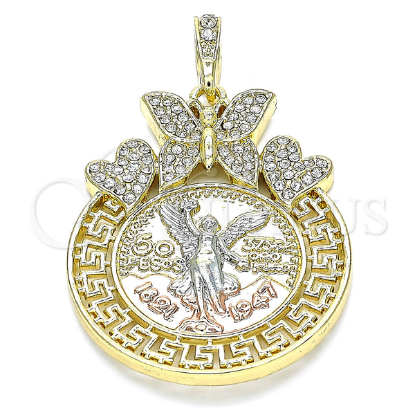 Gold Filled Pendant — Religious Pendant Centenario Coin and Angel Design with — main product view — SKU 140202 | Oro Laminado dije — Religious Pendant Centenario Coin and Angel diseño with — SKU 140202