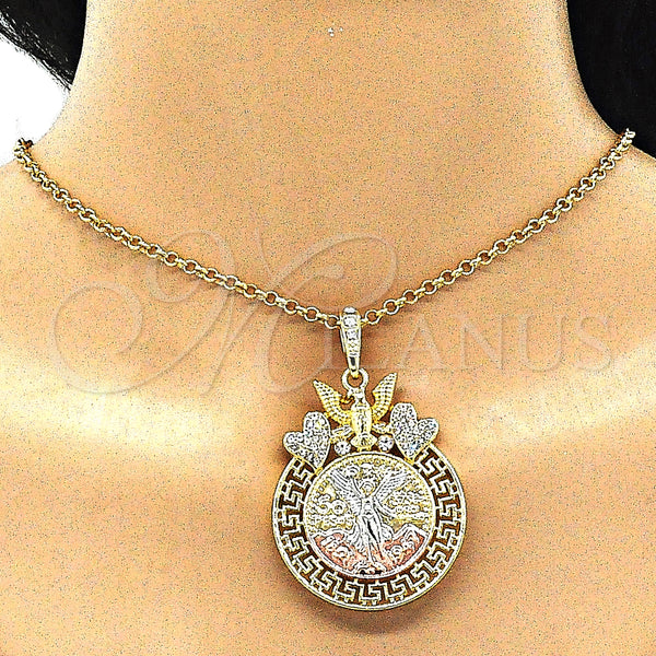 Gold Filled Pendant — Religious Pendant Centenario Coin and Angel Design with — alternate product view — SKU 140203 | Oro Laminado dije — Religious Pendant Centenario Coin and Angel diseño with — SKU 140203