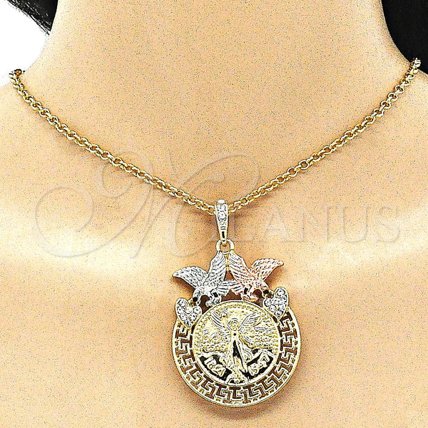 Gold Filled Pendant — Religious Pendant Centenario Coin and Angel Design with — alternate product view — SKU 140204 | Oro Laminado dije — Religious Pendant Centenario Coin and Angel diseño with — SKU 140204