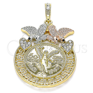 Gold Filled Pendant — Religious Pendant Centenario Coin and Angel Design with — main product view — SKU 140204 | Oro Laminado dije — Religious Pendant Centenario Coin and Angel diseño with — SKU 140204
