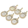 Oro Laminado Religious Pendant, Gold Filled Style Centenario Coin and Angel Design, with White and Black Crystal, Polished, Tricolor, 05.380.0022